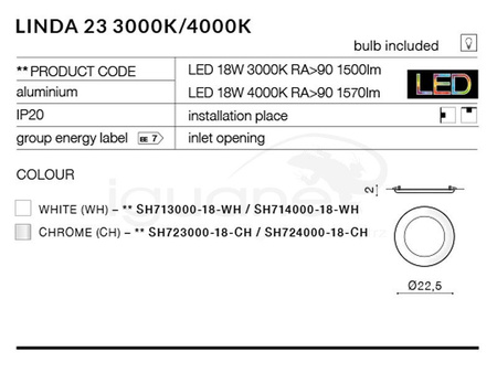 Lampa LINDA 23 3000K chrom