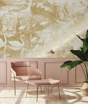 Mural Engraved Landscapes Sand MW-105 metallic gold