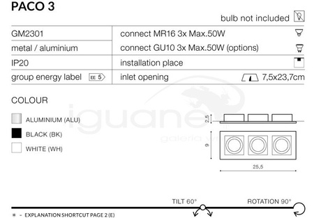 Lampa PACO 3 aluminiowa