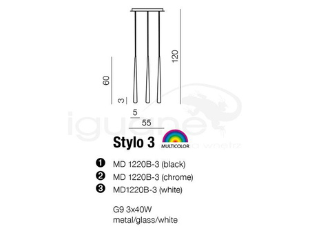 Lampa STYLO 3 wisząca czarna