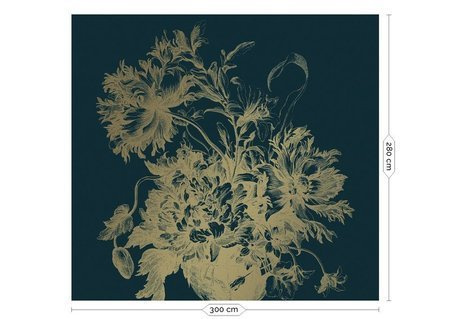 Mural Engraved Flowers MW-014 gold