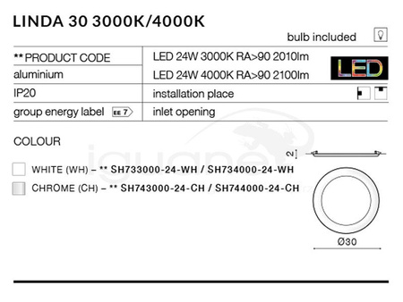 Lampa LINDA 30 4000K chrom