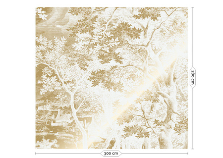 Mural Engraved Landscapes Off White MW-165 metallic gold