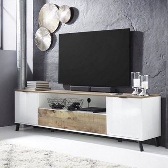 Szafka RTV Casablanca 180 biała/klon Pero