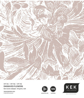 Mural Engraved Flowers Nude  WP-759