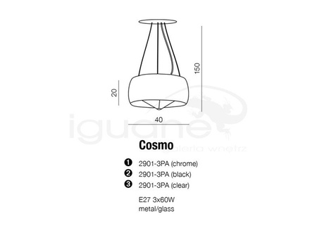 Lampa COSMO wisząca chrom - z ekspozycji
