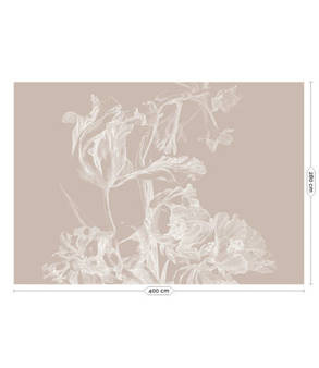Mural Engraved Flowers Sand WP-751