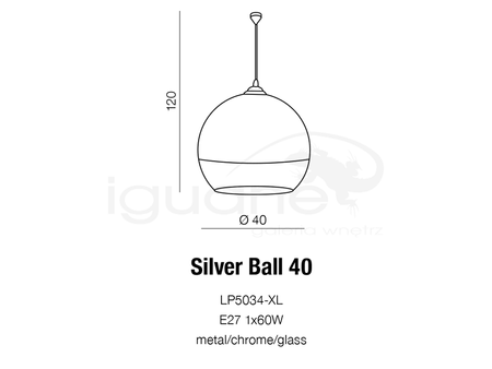 Lampa SILVER BALL 40 wisząca