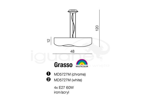 Lampa GRASSO wisząca biała