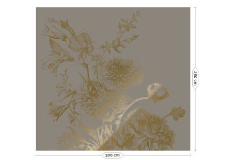 Mural Engraved Flowers Grey MW-150 złoty