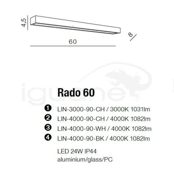 Lampa RADO 60 4000K chrom
