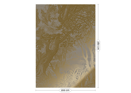 Mural Engraved Landscapes Grey MW-098 Metallic gold