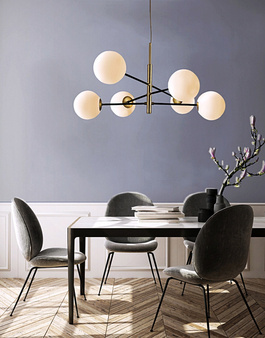 Lampa Oviedo 6 wisząca złoto-czarna