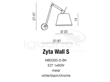 Lampa ZYTA S ścienna czarna