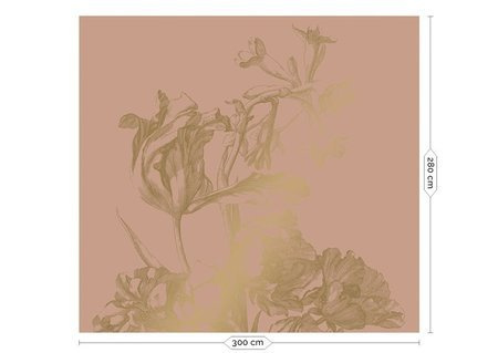 Mural Engraved Flowers MW-023 gold