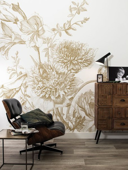Mural Engraved Flowers MW-029 gold