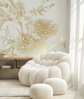 Mural Engraved Flowers Sand MW-143 złoty