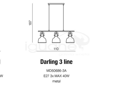 Lampa DARLING 3 LINE czarna