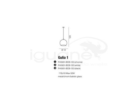 Lampa GULIA 1 wisząca chrom