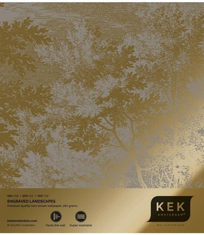 Mural Engraved Landscapes Grey MW-111 metallic gold