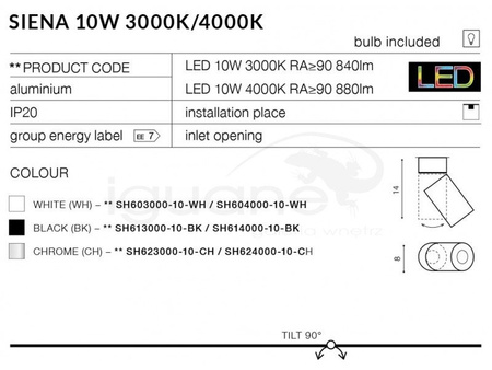 Lampa SIENA 10 W 4000K czarna