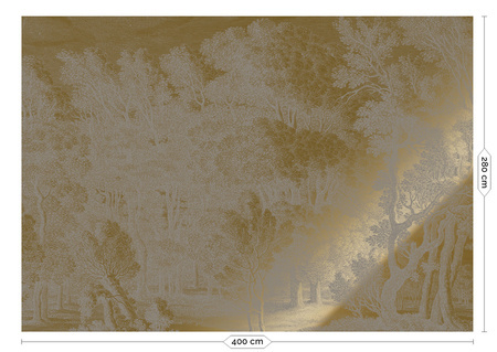 Mural Engraved Landscapes Grey MW-163 metallic gold