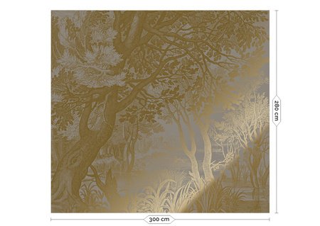 Mural Engraved Landscapes Grey MW-099 metallic gold