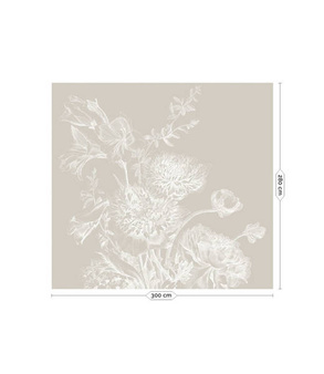 Mural Engraved Flowers Grey  WP-755