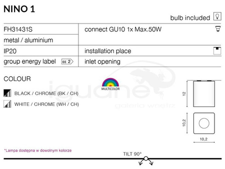 Lampa NINO 1 plafon czarna-aluminium