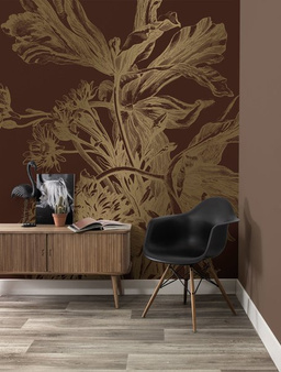 Mural Engraved Flowers MW-025 złoty