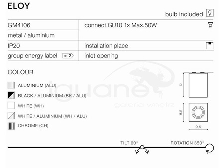 Lampa ELOY plafon czarna-aluminium