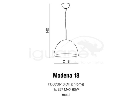 Lampa MODENA 18 wisząca chrom
