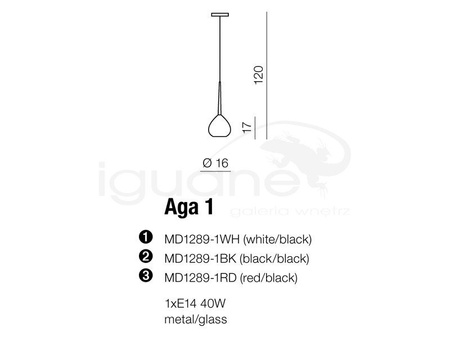 Lampa AGA-1 wisząca biała