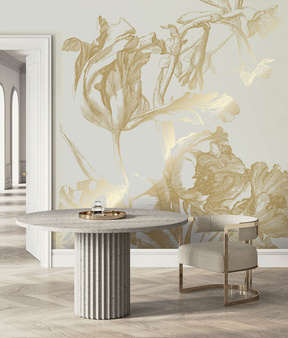 Mural Engraved Flowers Sand MW-126 złoty