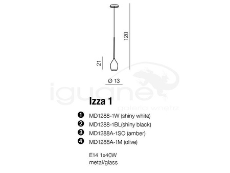 Lampa IZZA 1 wisząca bursztynowa