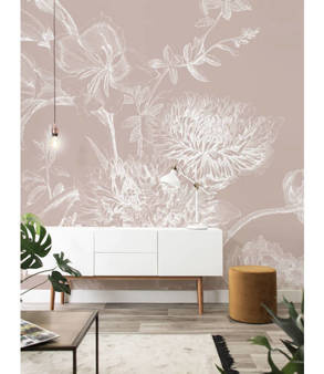 Mural Engraved Flowers Nude  WP-753