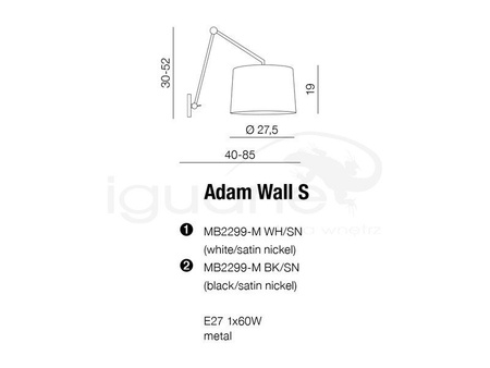 Lampa ADAM S kinkiet biała