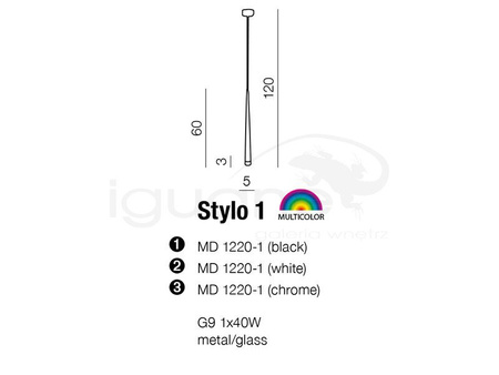 Lampa STYLO 1 wisząca chrom