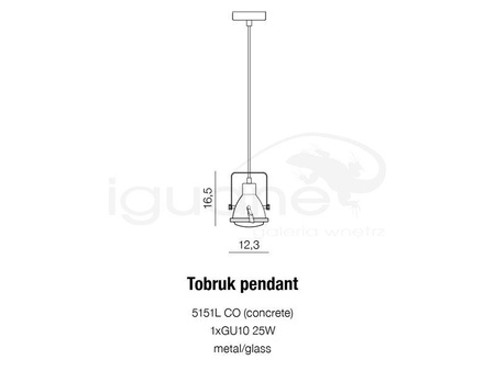 Lampa TOBRUK wisząca betonowa