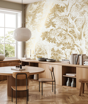 Mural Engraved Landscapes Off White MW-165 metallic gold