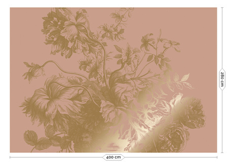Mural Engraved Flowers Nude MW-121 złoty