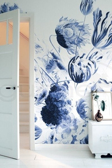Mural Royal Blue Flowers II WP-224