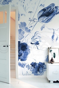 Mural Royal Blue Flowers I WP-223