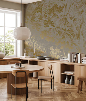 Mural Engraved Landscapes Grey MW-173 Metallic gold