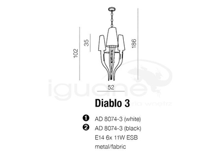 Lampa DIABLO 3 czarna wisząca