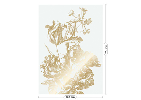 Mural Engraved Flowers Off White MW-122 złoty