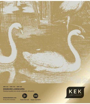 Mural Engraved Landscapes Sand MW-105 metallic gold