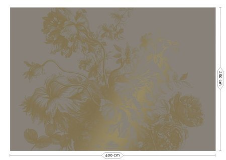 Mural Engraved Flowers MW-018 gold
