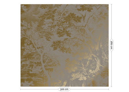 Mural Engraved Landscapes Grey MW-174 metallic gold