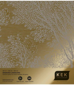 Mural Engraved Landscapes Grey MW-163 metallic gold
